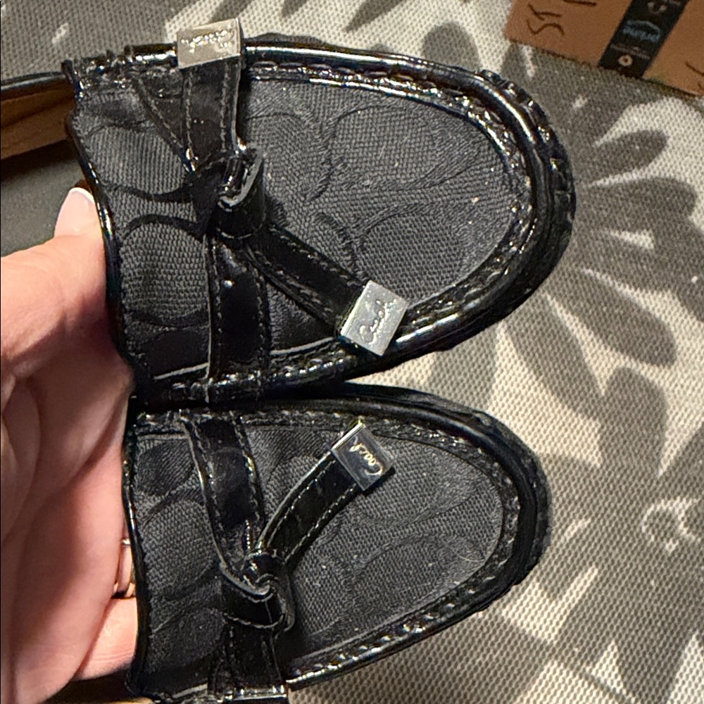 Coach Women's Black Signature patent trim Loafers - Picture 3 of 10